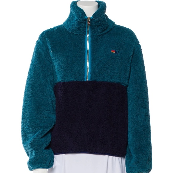 Aviator Nation Unisex Teddy Half Zip Color Block Jacket Small Capri Like New - Picture 4 of 4